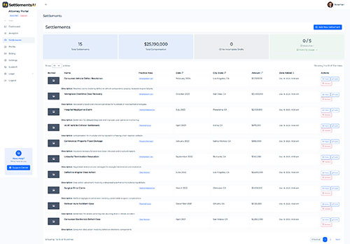 Settlement Dashboard Preview